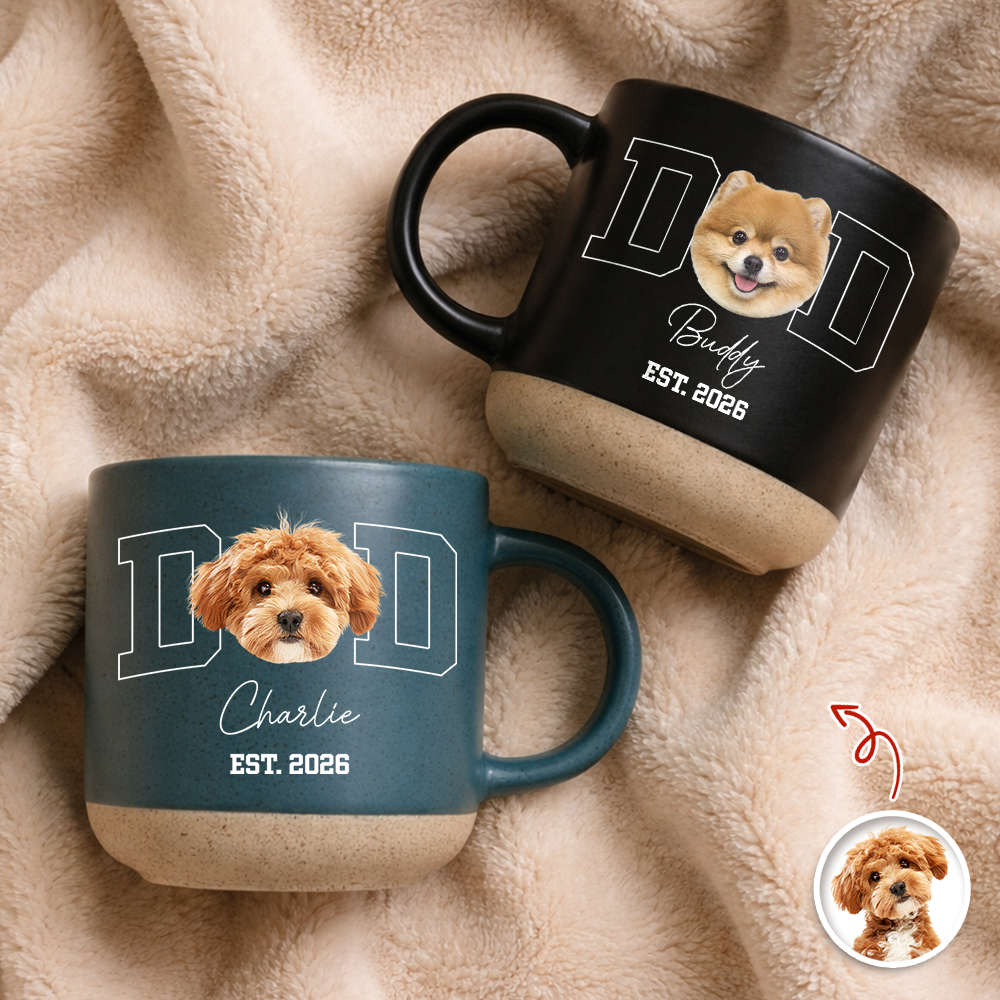 Custom Photo And Name Pottery Mug For Dog Dad TH10 169901