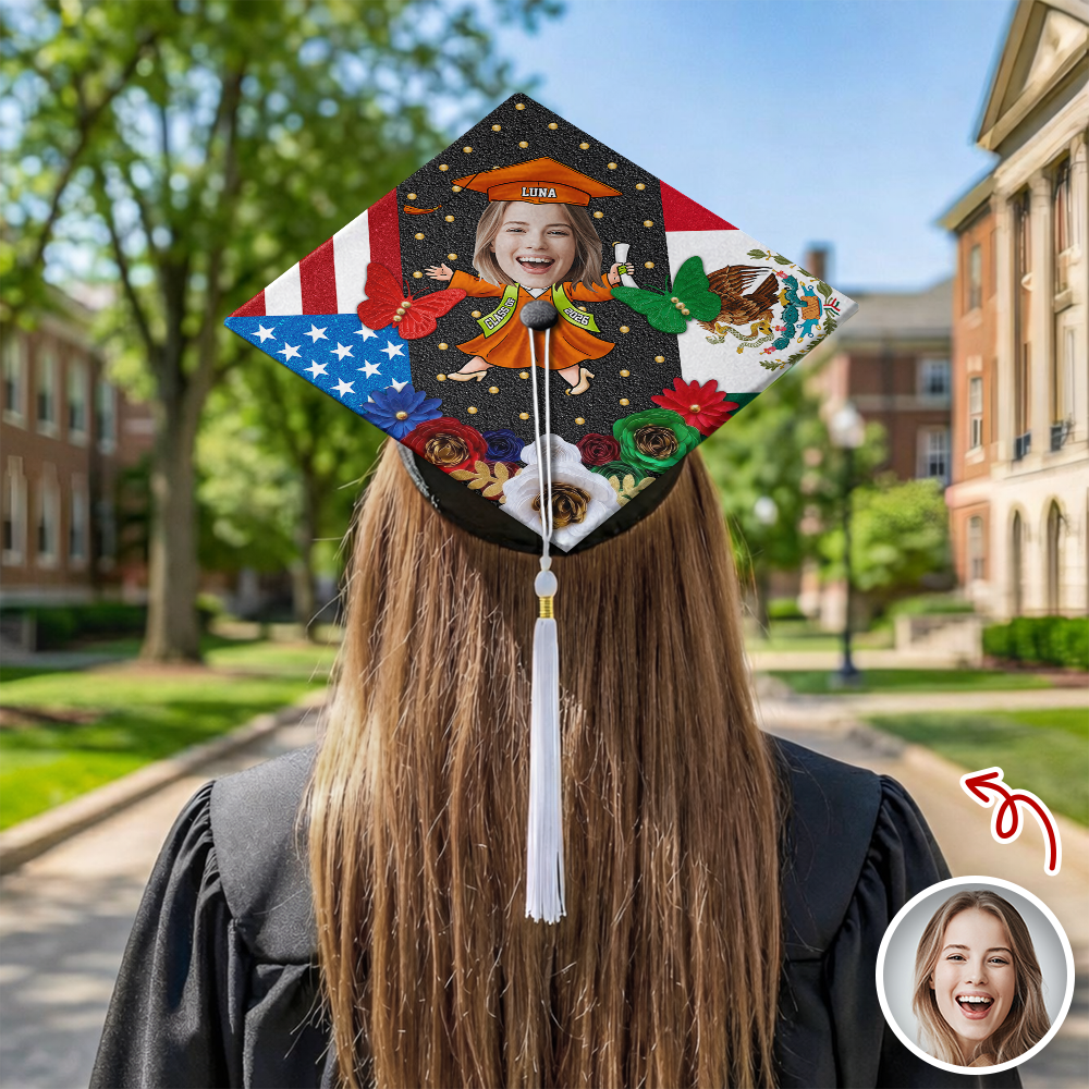 Custom Funny Face Class Of 2026 Country Flag Graduation Cap Topper TH10 169203