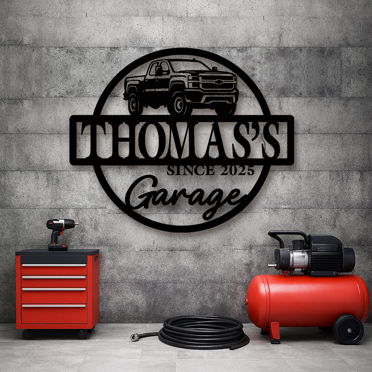 Personalized Monogram Metal Sign Custom Car Garage Sign CH07 896258