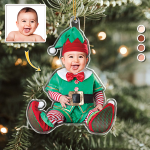 Custom Photo Adorable Newborn Baby Elf Acrylic Ornament HA75 891036