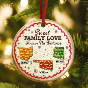 Sweet Family Love Knows No Distance - Personalized 3D Effect Ceramic Ornament LM32 897109