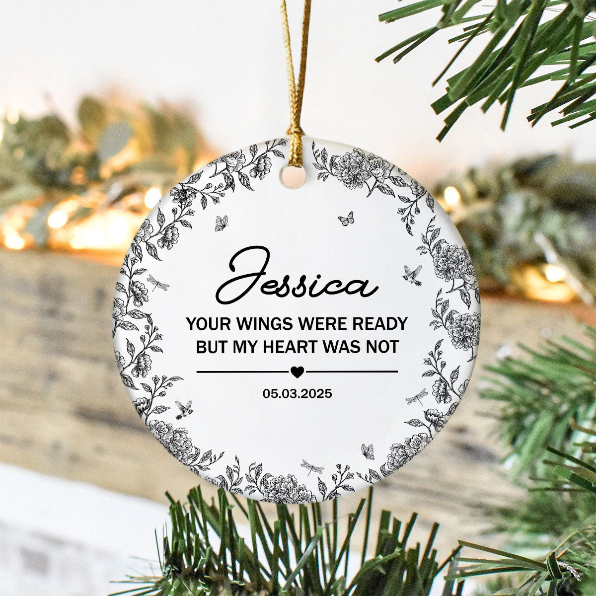 Custom Dog Breeds Toile De Jouy Style Memorial Ceramic Ornament HA75 897480