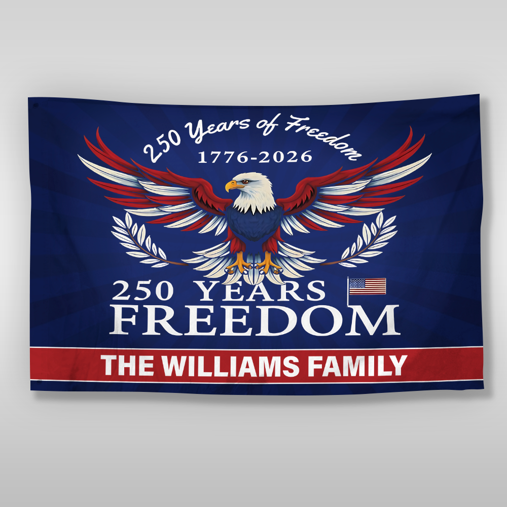 Personalized Family Name 250 Years of Freedom Patriotic Banner House Flag HA75 898794