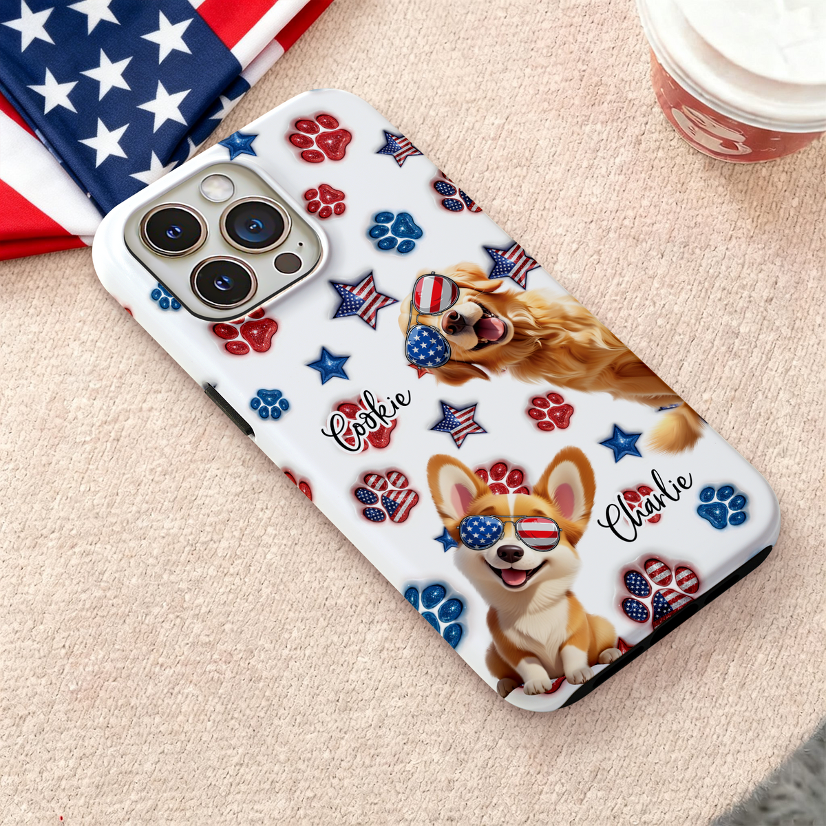 Custom 3D Dog US Flag Personalized Phone Case HA75 920320