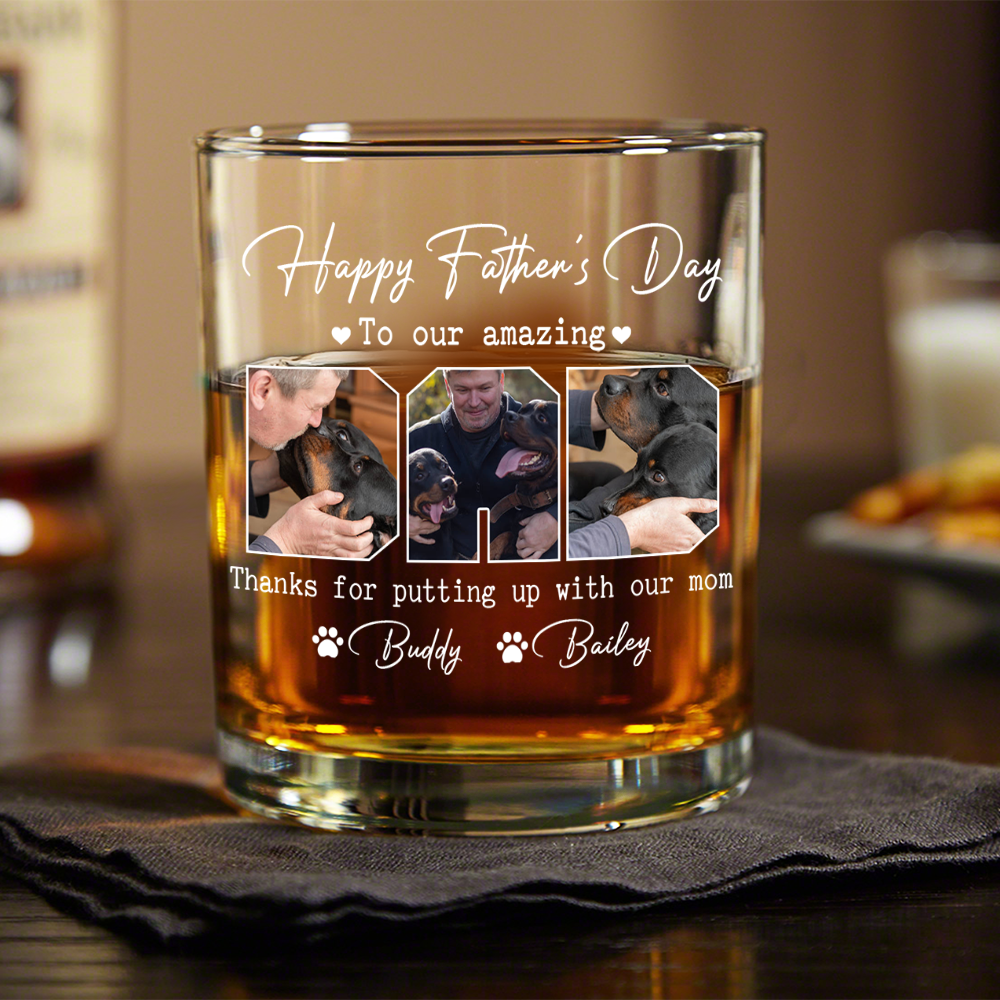 Custom Photo Happy Father's Day To My Amazing Dad Dog Rock Glass HA75 892462