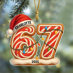 Custom Name Six Seven Acrylic Ornament, Teen Slang Funny 67 Tree Decor, Funny Teen Grandkid Gift HO82 900496