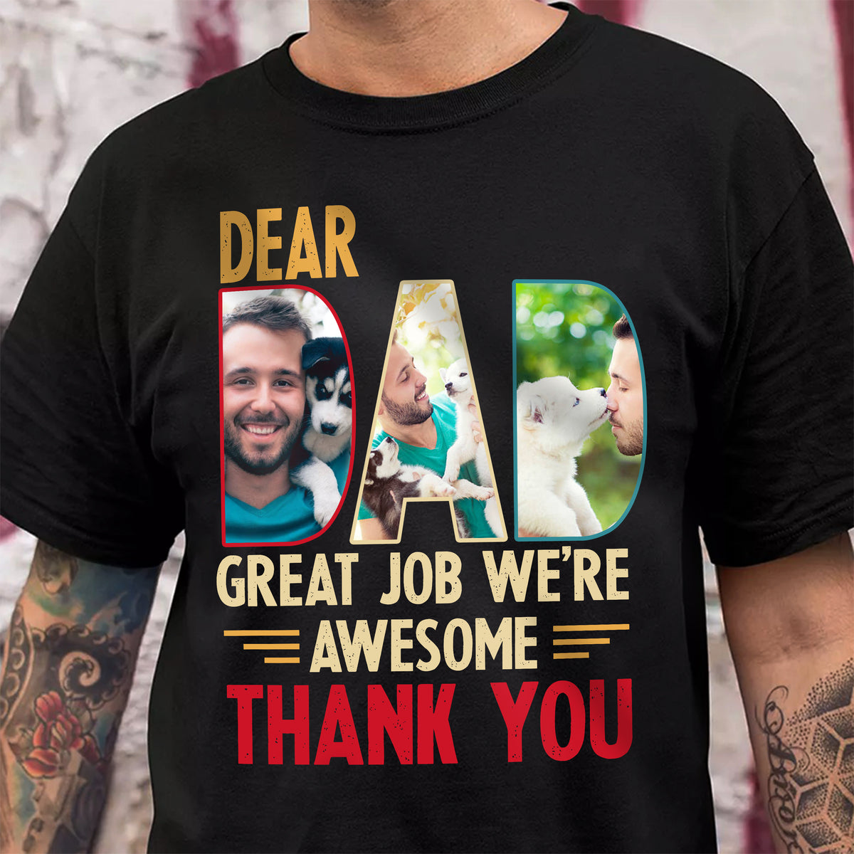 Custom Dog Cat Photo Dear Dad Great Job We're Awesome Thank You Shirt Gift For Father's Day, Birthday Gifts HO82 893996