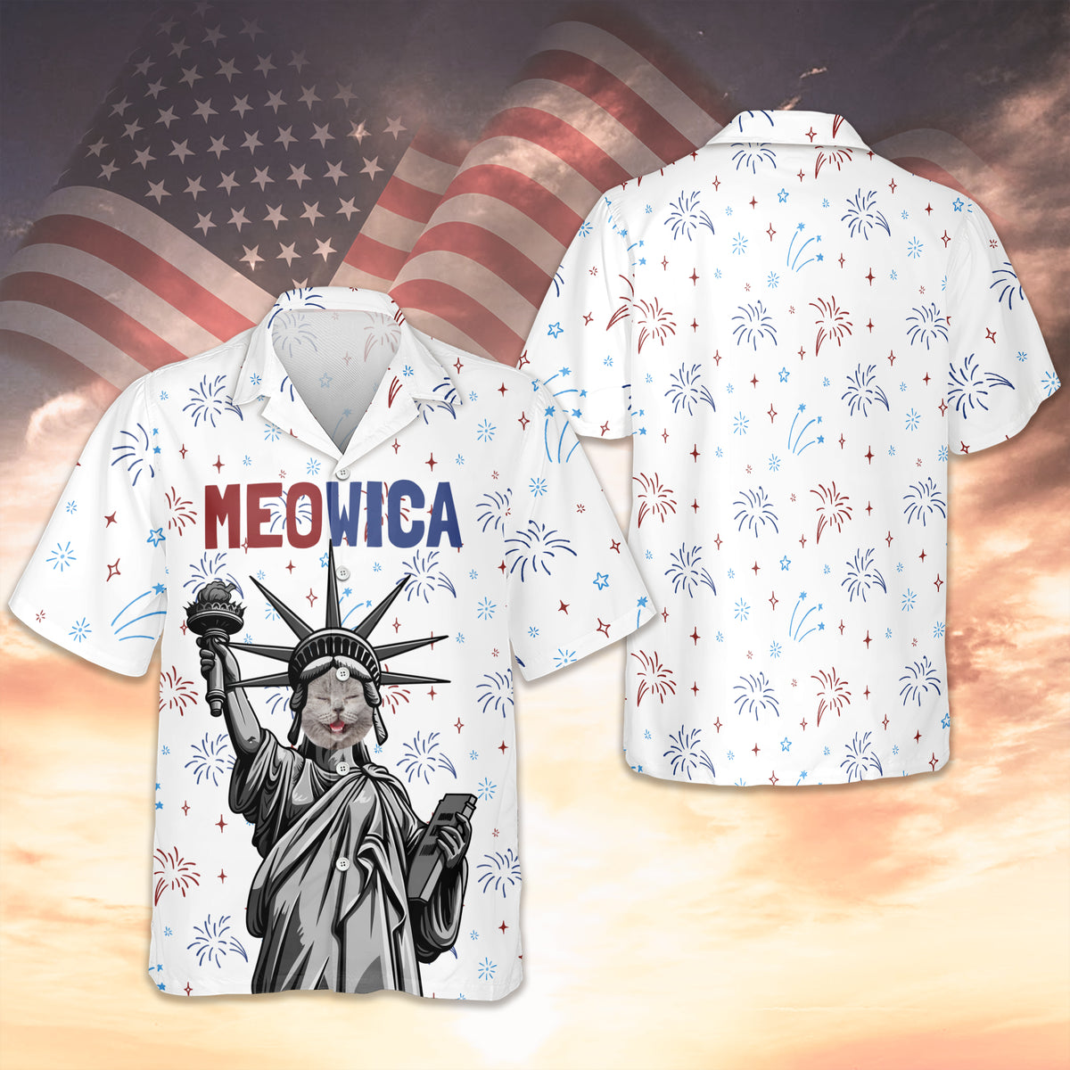 Custom Cat Photo Meowica Hawaii Shirt TH10 169433