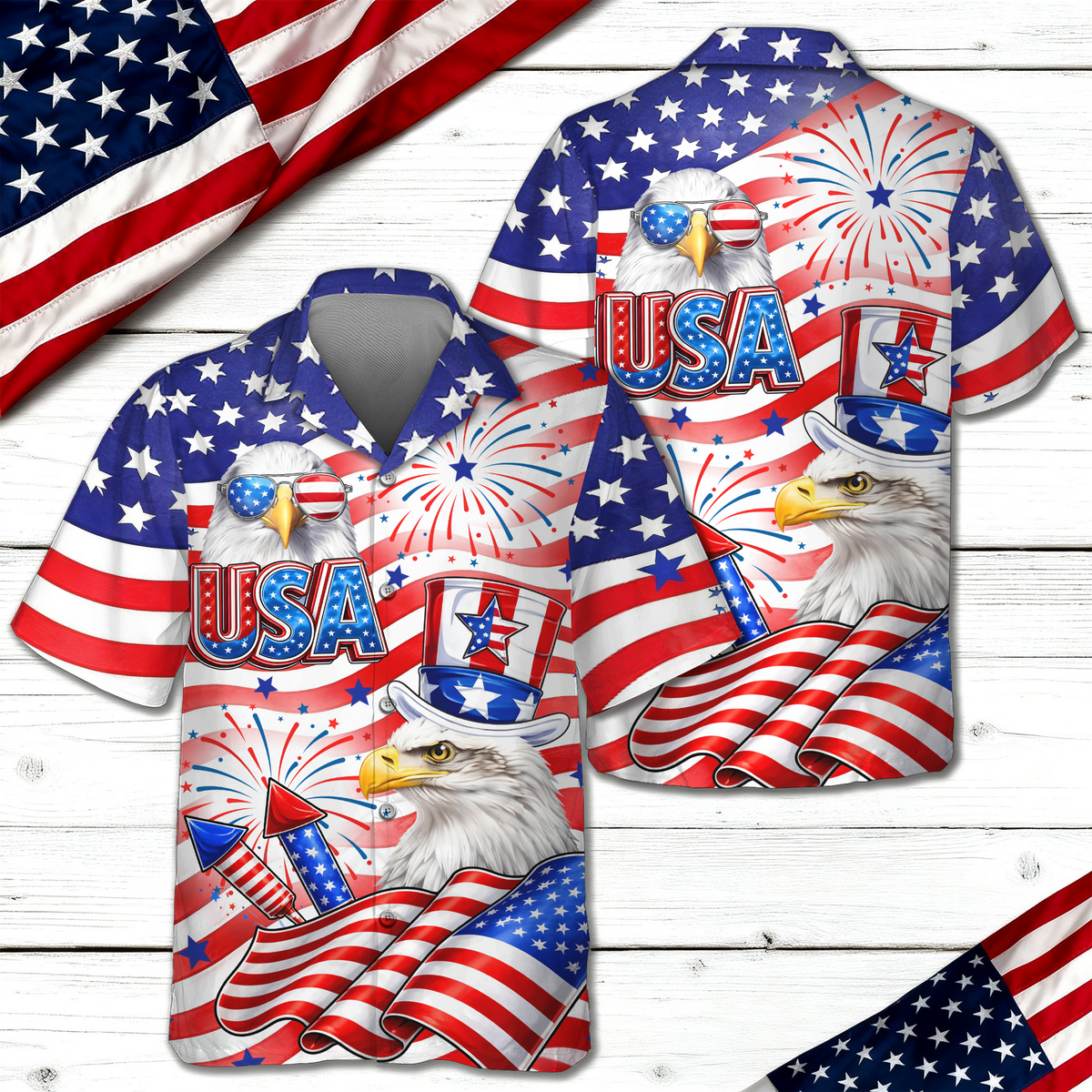 America Flag Eagle Patriotic Hawaii Shirt HA75 921004