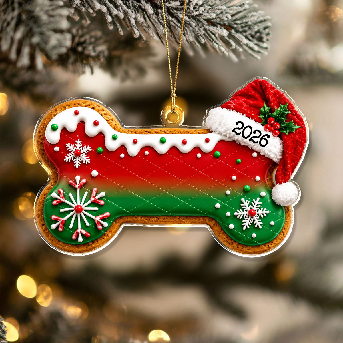 Custom Dog Bone Gingerbread Christmas Acrylic Ornament Gift For Dog Lovers TH10 170687