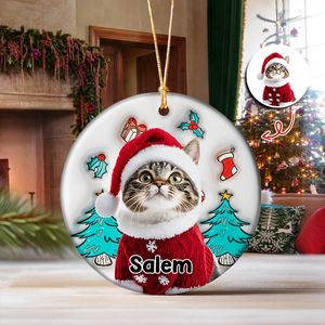 Custom Photo Cat I Am Santa 3D Inflated Effect Ceramic Ornament Personalized Gift For Cat Lovers HO82 894710