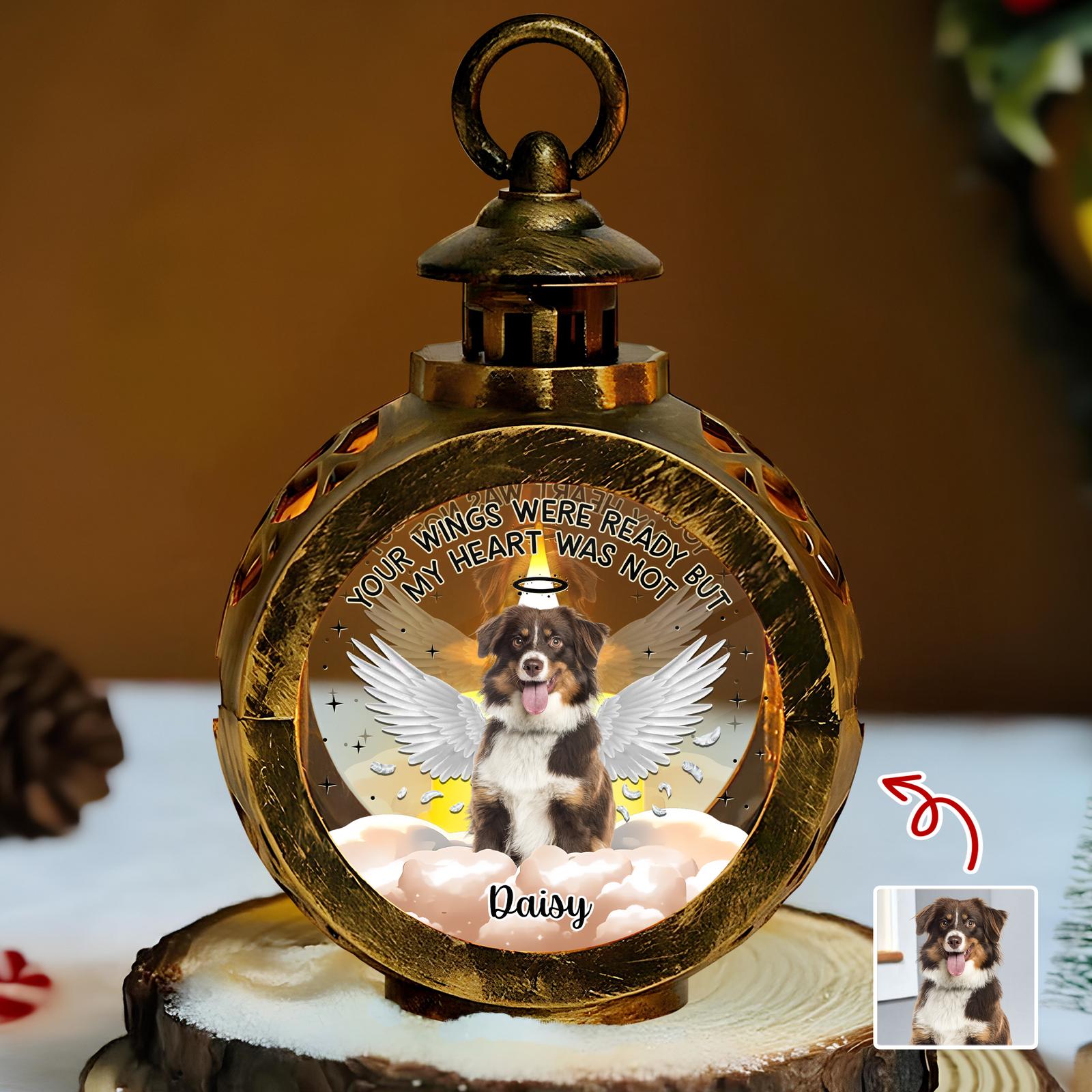 Custom Photo Your Wings Were Ready But My Heart Was Not Dog Candlelight Lantern Ornament HO82 894864