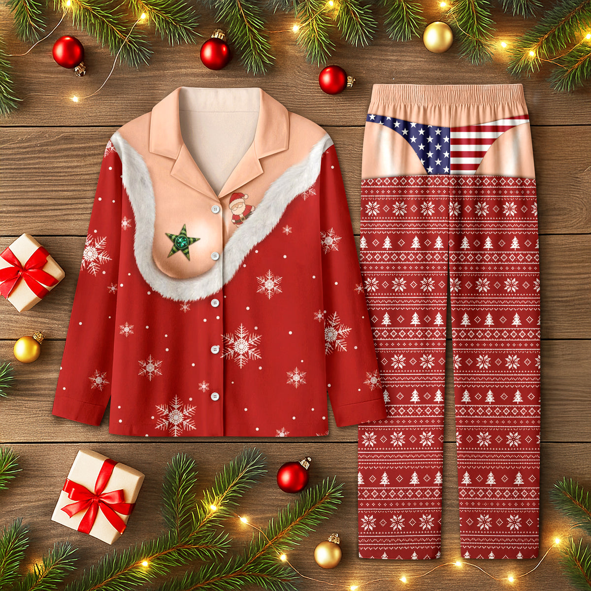 Personalized Funny Christmas Body Illusion Pajamas Novelty Holiday Gift for Men & Women TH10 171195