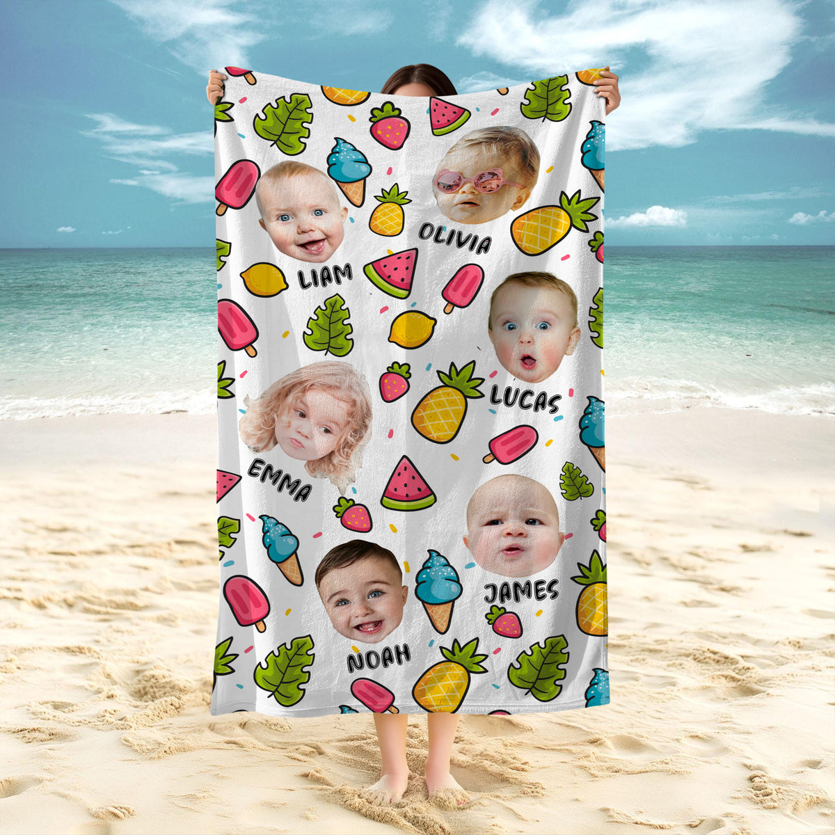 Custom Cute Photo Fruit Tropical Beach Towel Summer Party Gift CH07 895828