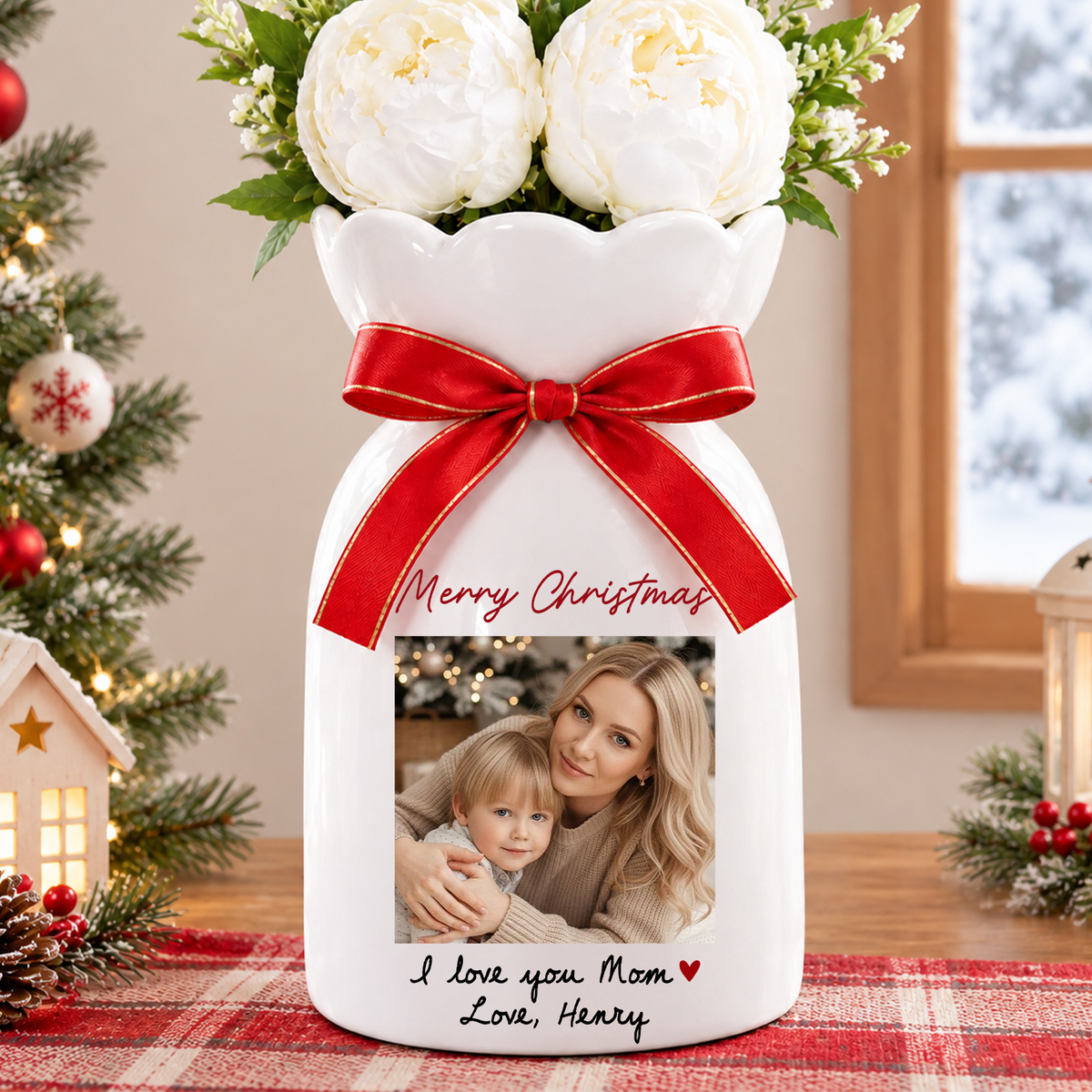 Custom Photo I Love You Mom Flower Vase Christmas Gift LM32 670045