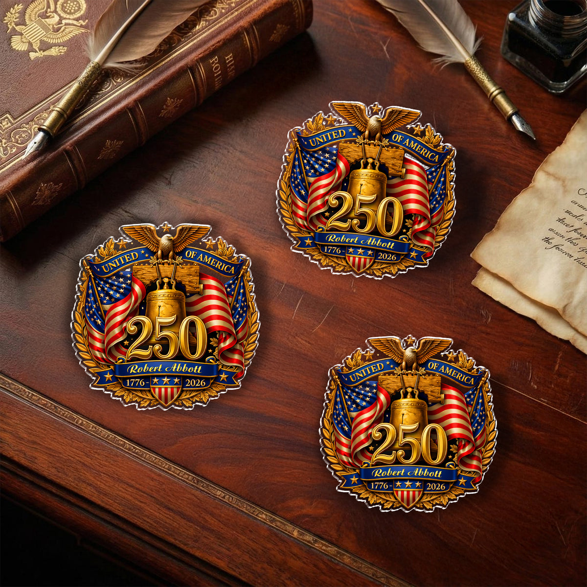 Custom Name USA 250th Anniversary Eagle Acrylic Pin HA75 920964