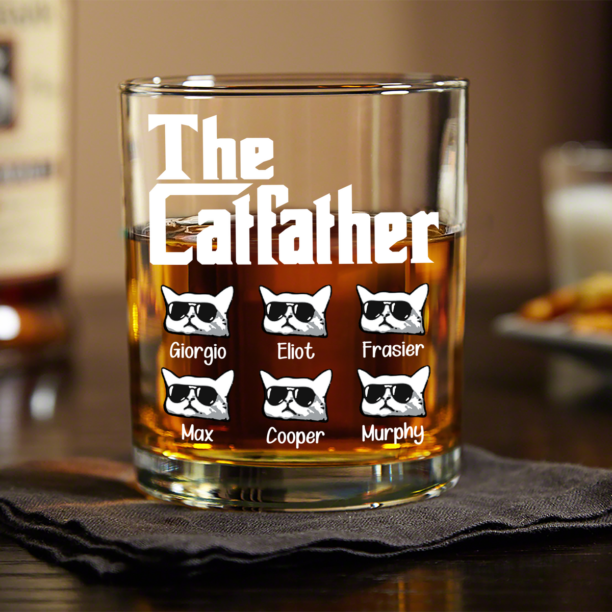 The CatFather For Cat Lovers Personalized Whiskey Glass LM32 893525