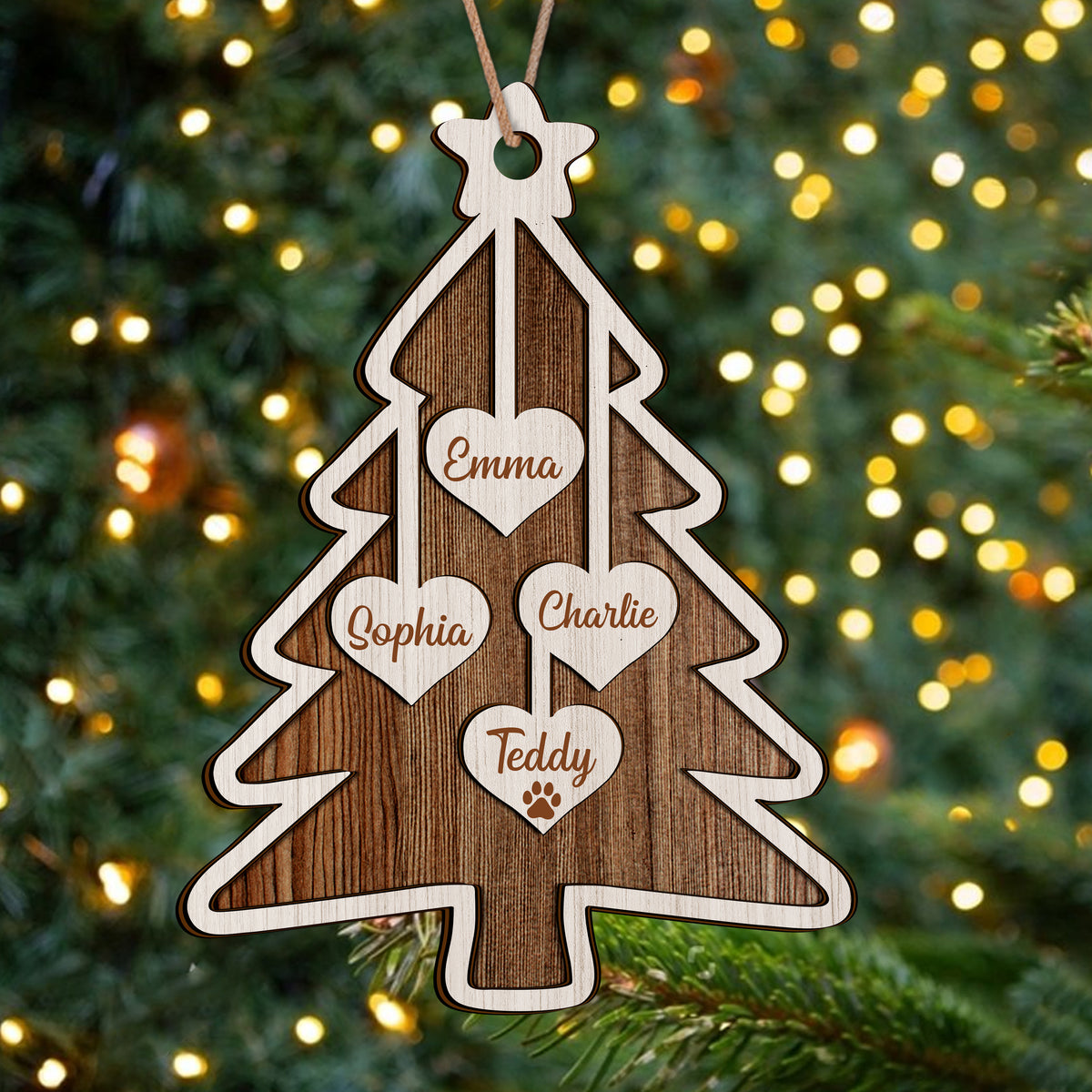 Personalized Family Name Christmas Layer Wood Ornament Gift For Family TH10 896481
