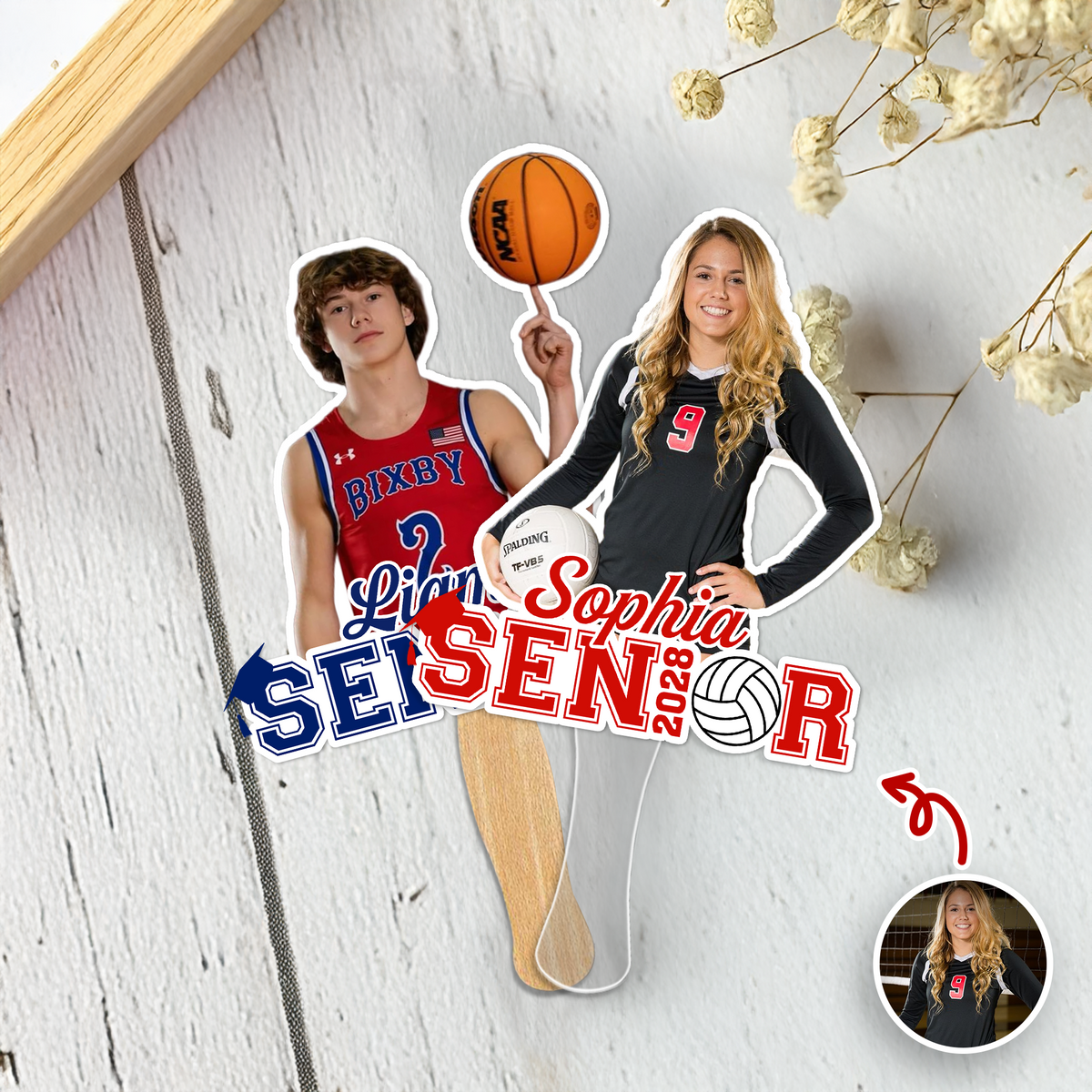 Custom Photo Senior 2026 Graduation Sports Face Fan HA75 920058