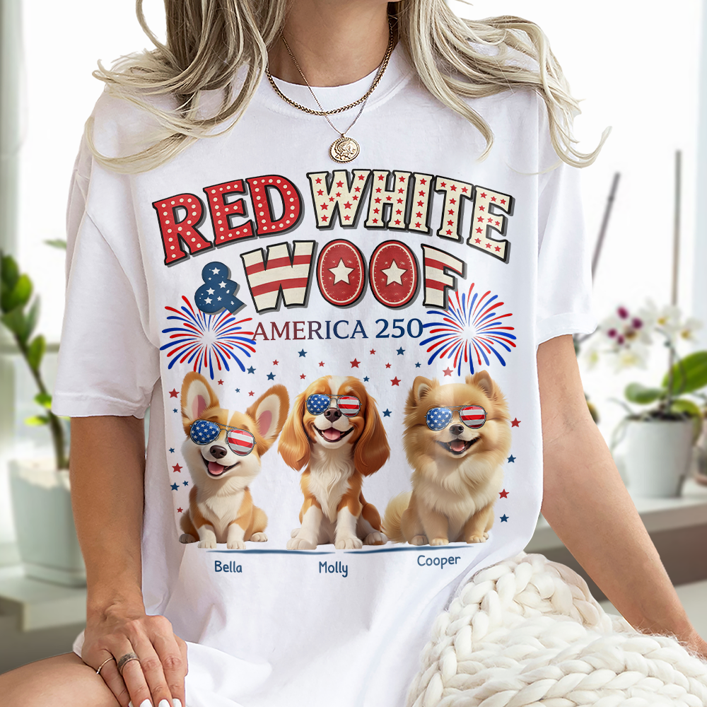 Red White Woof Personalized Shirt Gift For Dog Lover HO82 901188