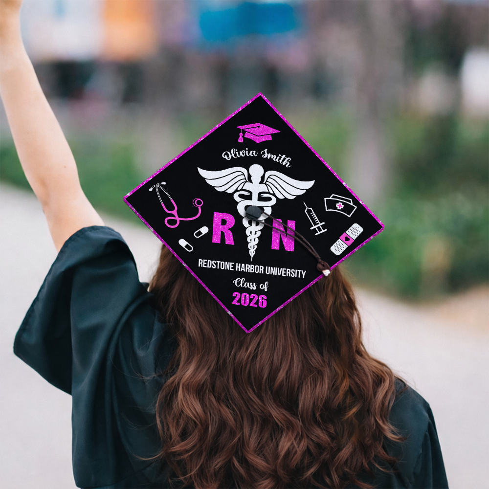 Personalized Nurse Class of 2026 RN Grad Graduation Cap Topper CH07 910892