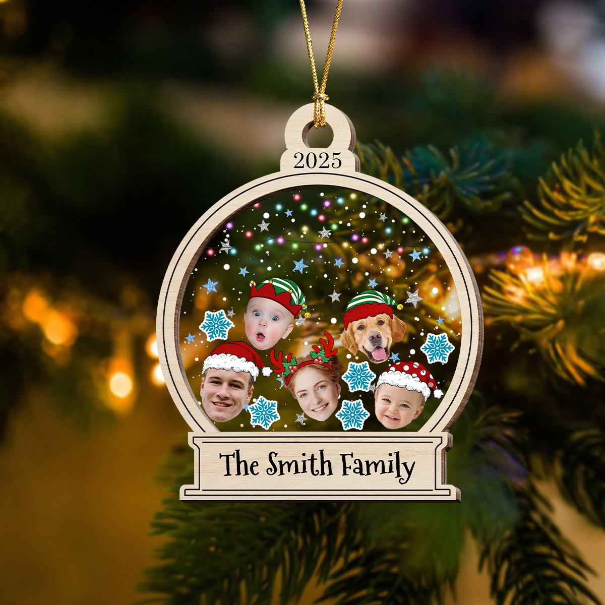 Custom Cute Family Face Photo Personalized Shaker Ornament Christmas Gift For Family CH07 896914