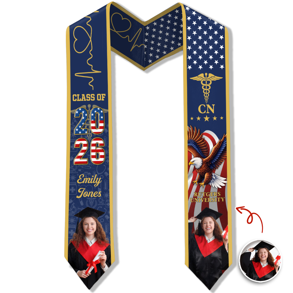 Custom Photo USA 250th Anniversary Nursing Graduation Stole HO82 901714