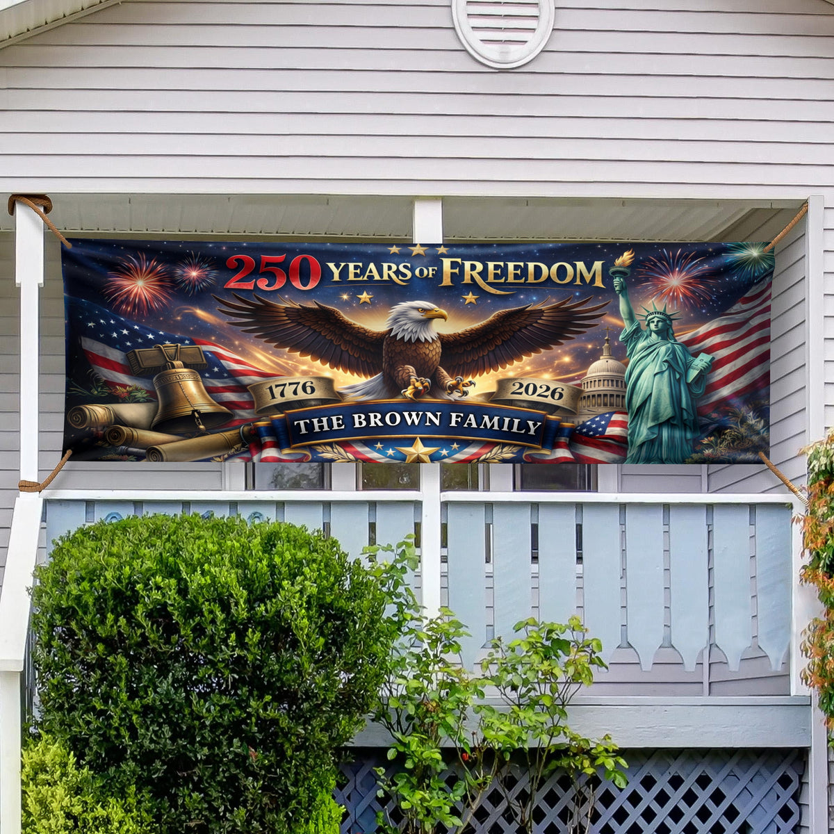 Custom Family Name 250 Years Of Freedom 1776-2026 Eagle Banner HO82 902084