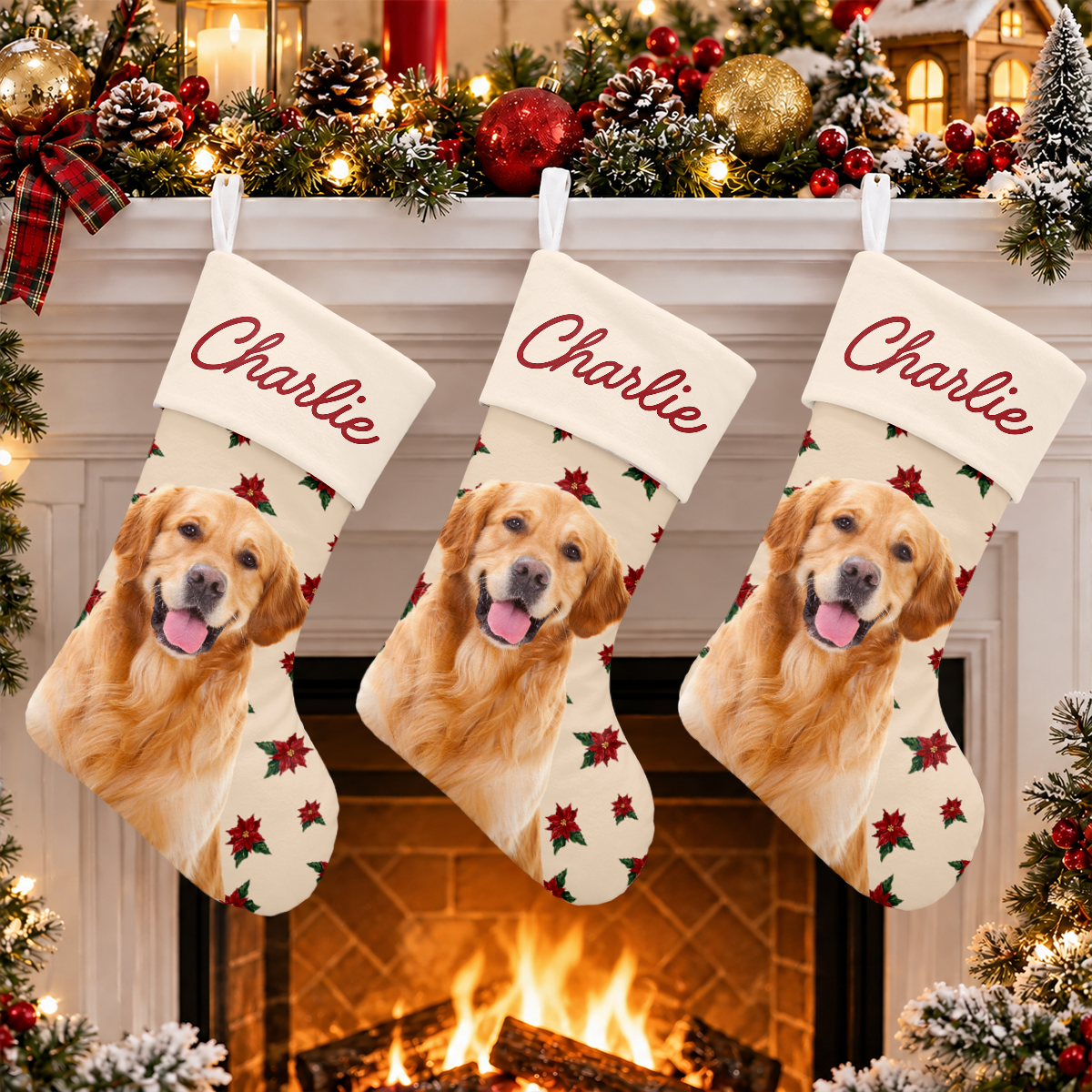 Personalized Dog Photo And Name Christmas Stocking, Holiday Decoration Gift LM32 670479