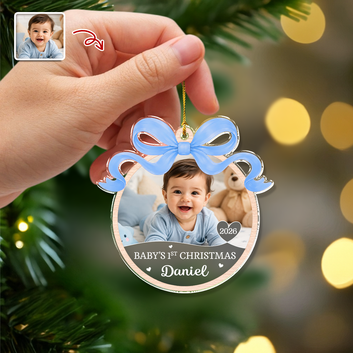 Custom Photo Baby’s First Christmas Acrylic Ornament Gifts For New Moms, New Dads, New Parents LM32 669645