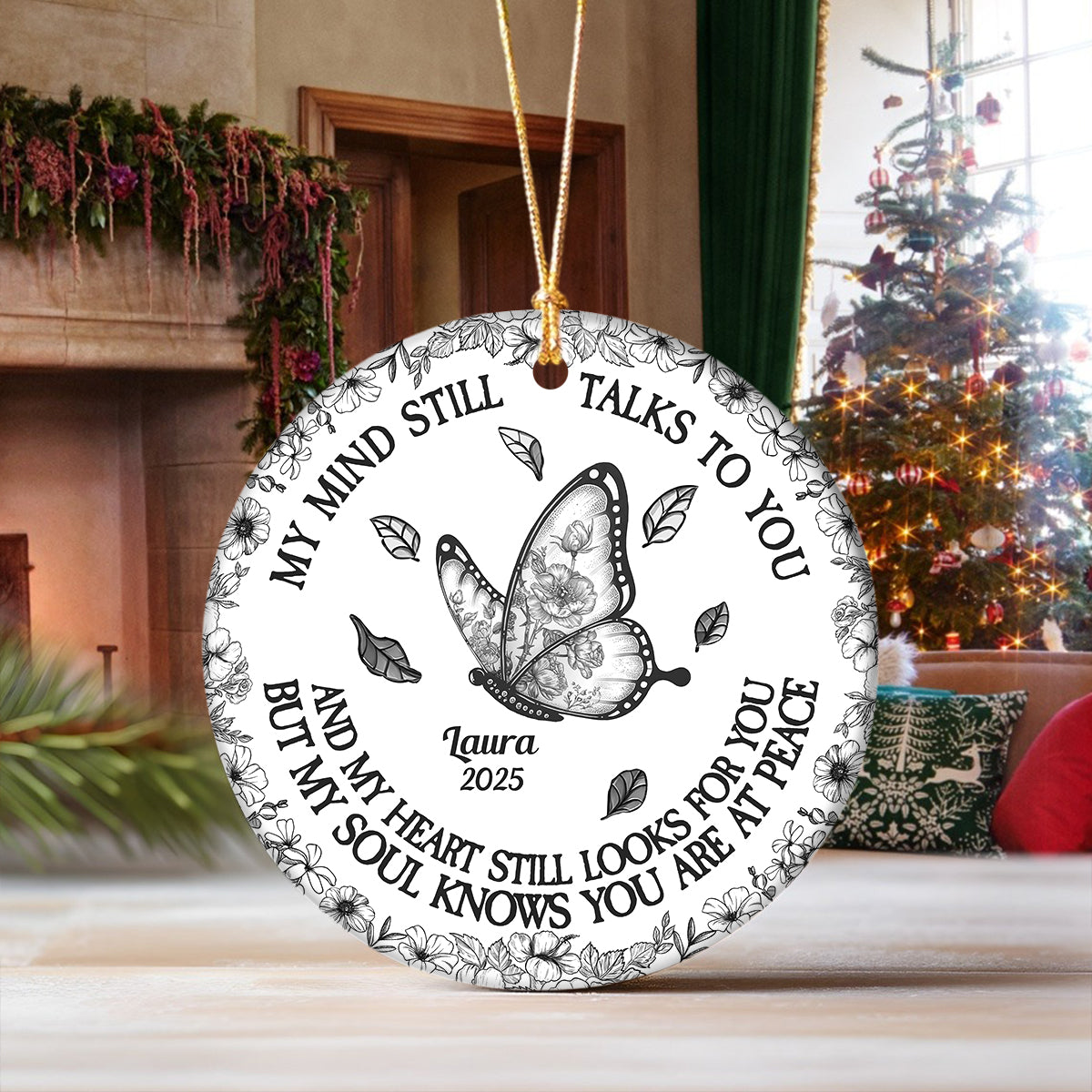 My Mind Still Talks To You Toile - Personalized Ceramic Ornament HA75 897460