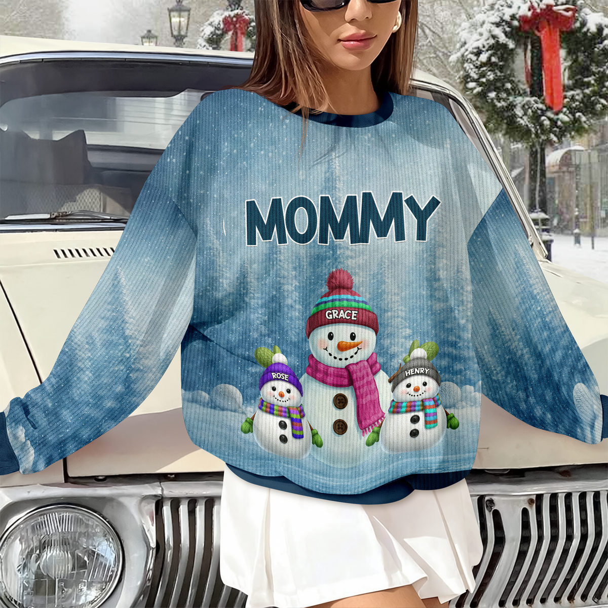 Grandma Grandkids Snowman Together - Personalized Ugly Sweater Christmas Gift For Mom Grandma CH07 899678