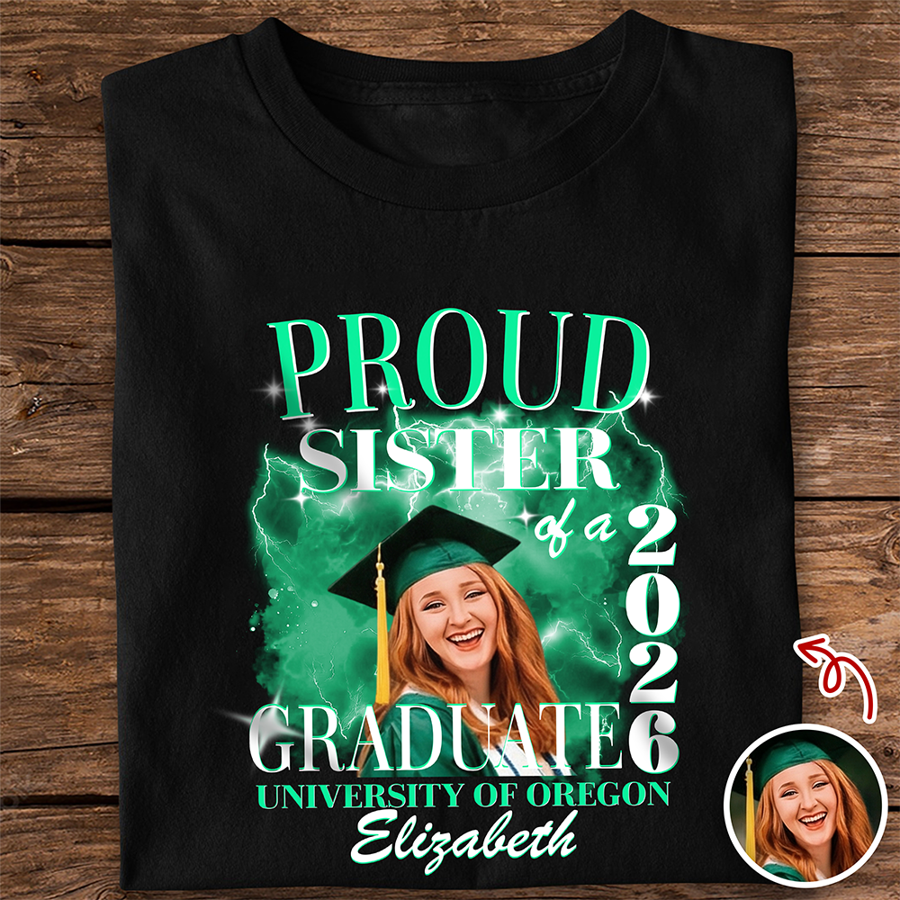 Custom Photo Proud Mom of a 2026 Graduate – Family Matching Graduation Dark Shirt HO82 901742