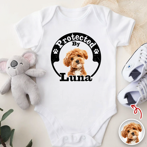 Protected By Human Dog Photo Ver 2 - Personalized Baby Onesie LM32 895019