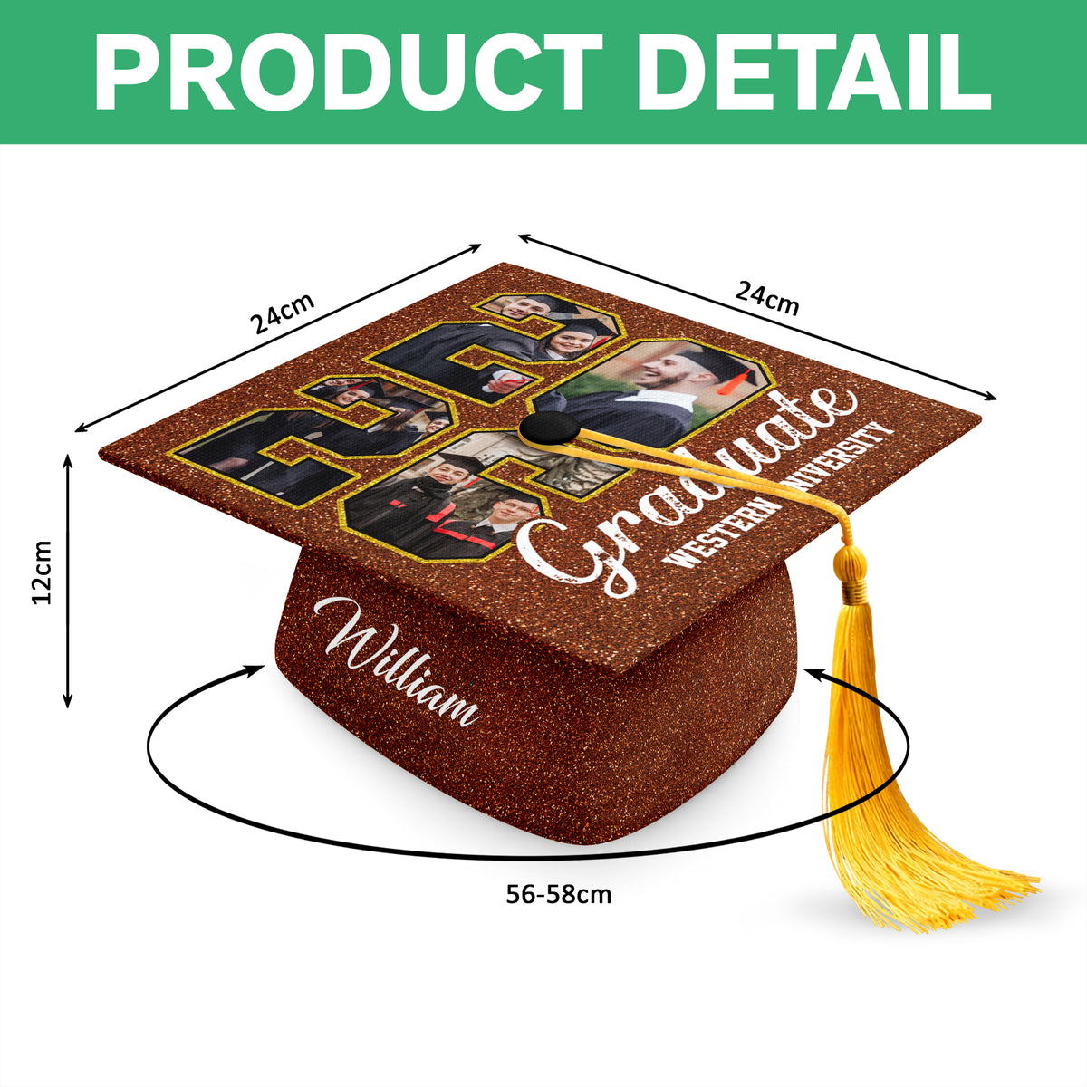 Custom Photo Graduate 2026 Glitter Graduation Cap TH10 169143