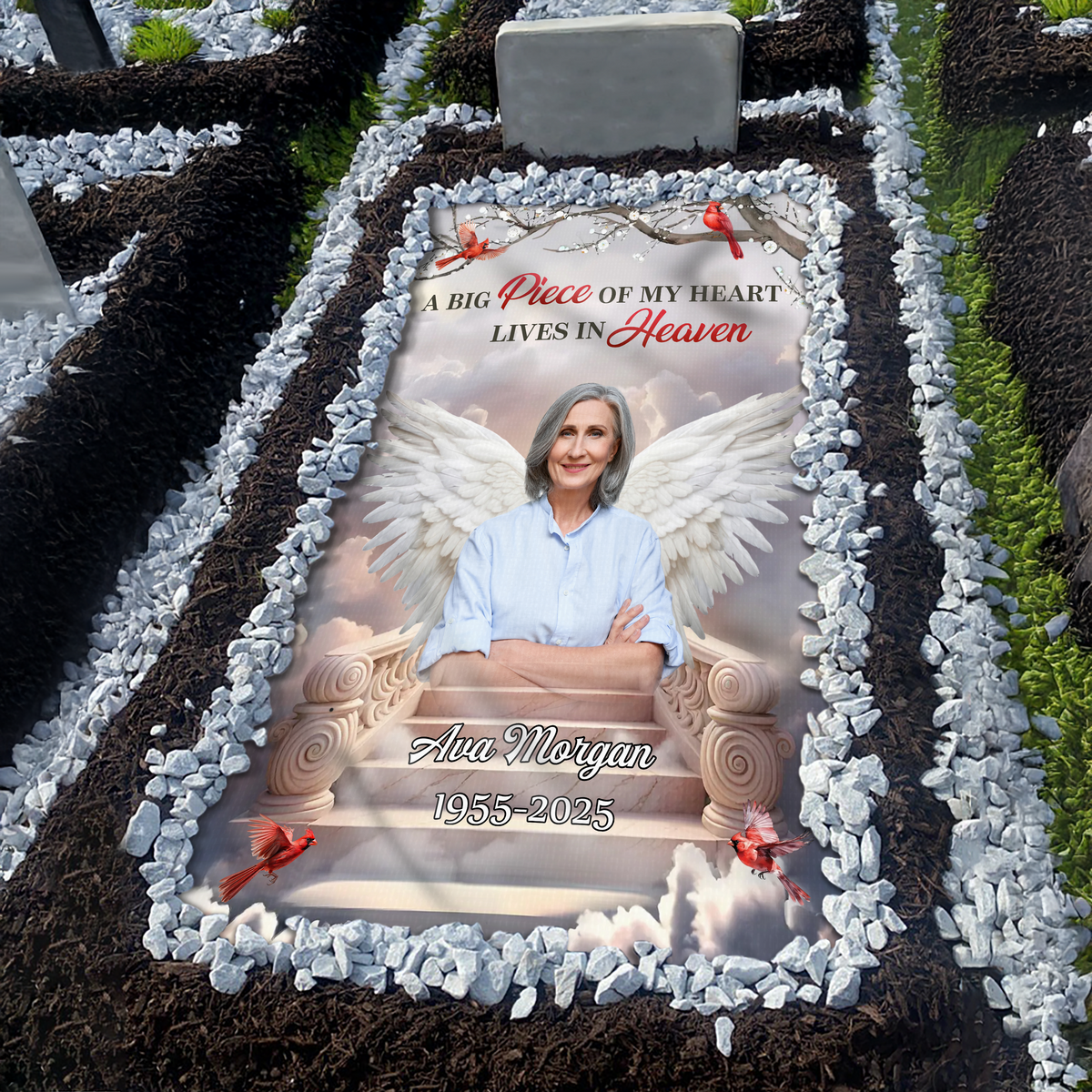 Custom Photo A Piece Of My Heart Lives In Heaven Memorial Grave Blanket LM32 893237