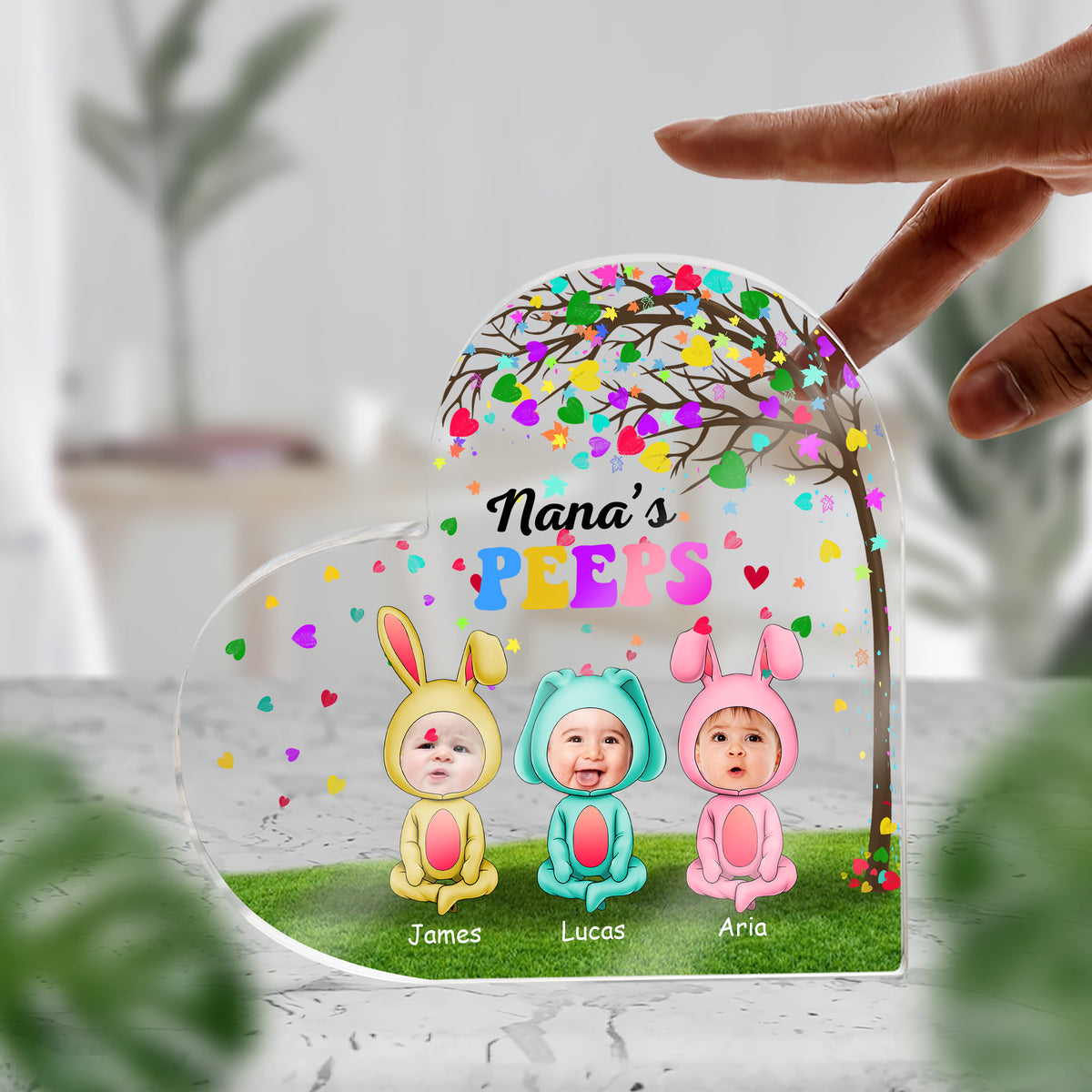 Custom Photo Nana's Peeps Heart Tree Heart Acrylic Plaque HO82 893532