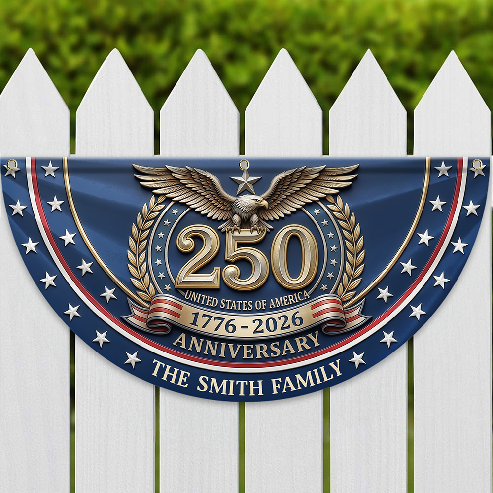 Custom Name 250th United States Of America 1776 - 2026 Anniversary Patriotic Non-Pleated Fan Flag CH07 911116