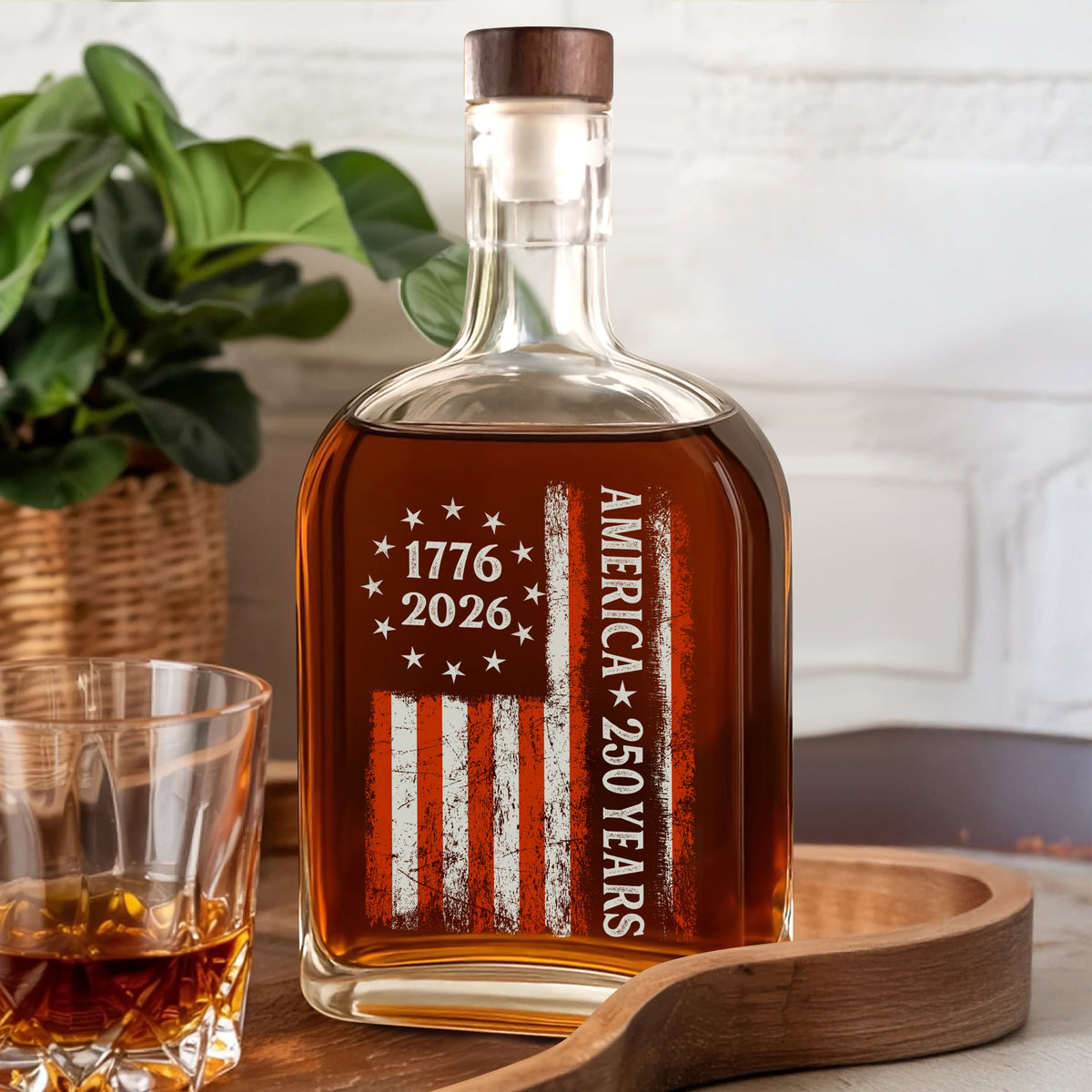 250 Years America Flag 250th Birthday 1776-2026 Whiskey Bottle HO82 894780
