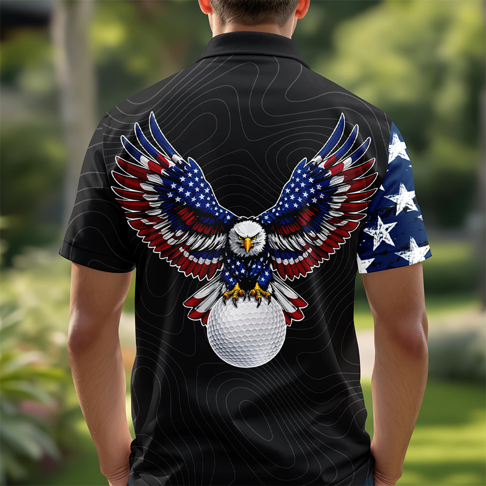 Personalized Name Golf Man American Flag Polo Shirt For Golfer LM32 899087