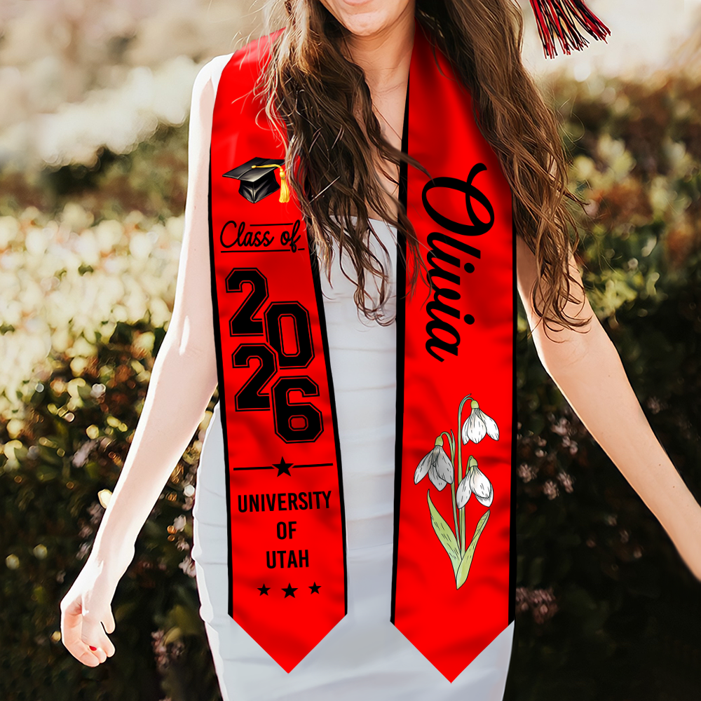 Personalised Birth Flower Graduation Class Of 2026 Stoles Gift for Graduates LM32 899327