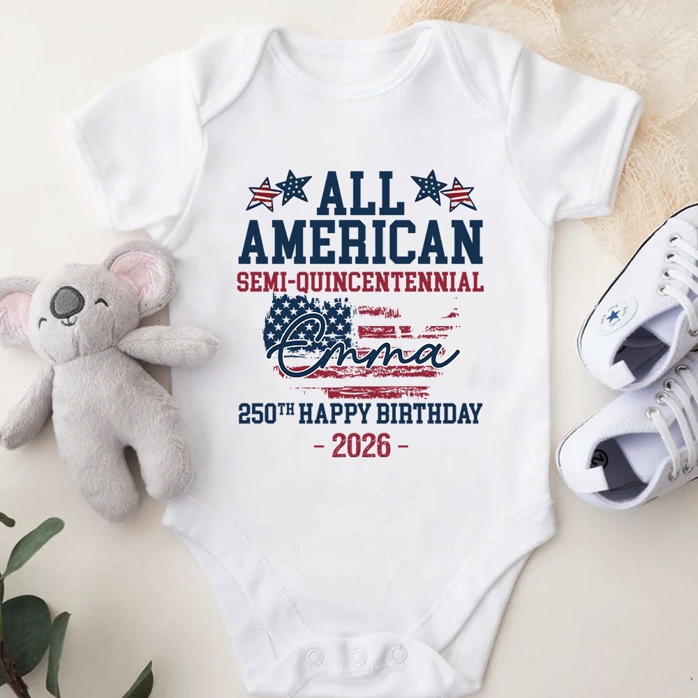 Custom Name All American Semiquincentennial 250th Birthday Baby Onesie LM32 899491