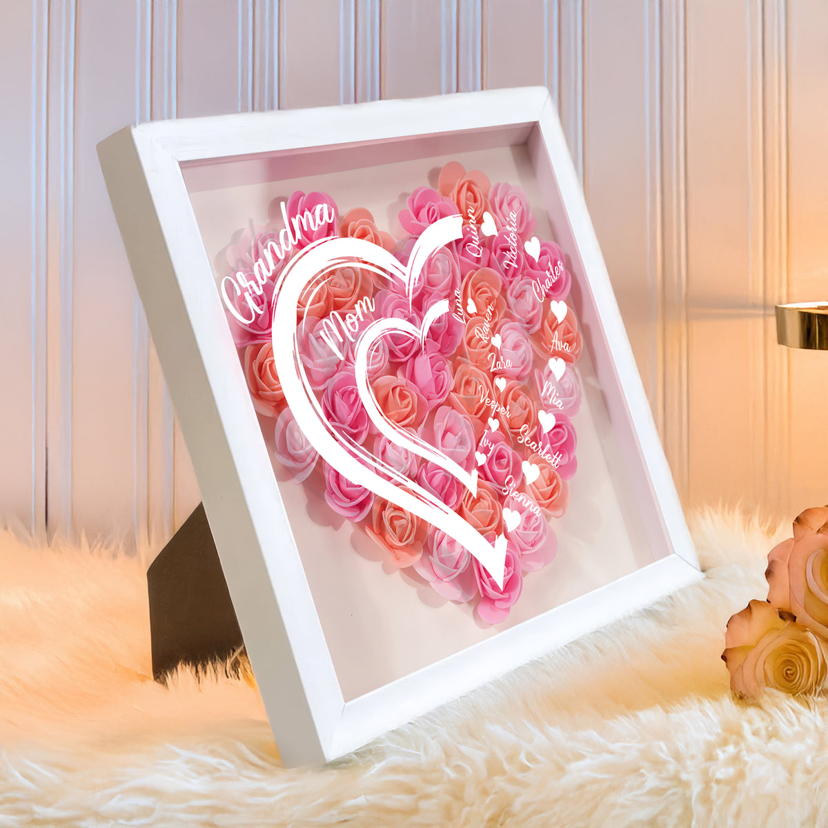 Custom Name Mom To Grandma Mother's Day Heart Flower Shadow Box TH10 892559