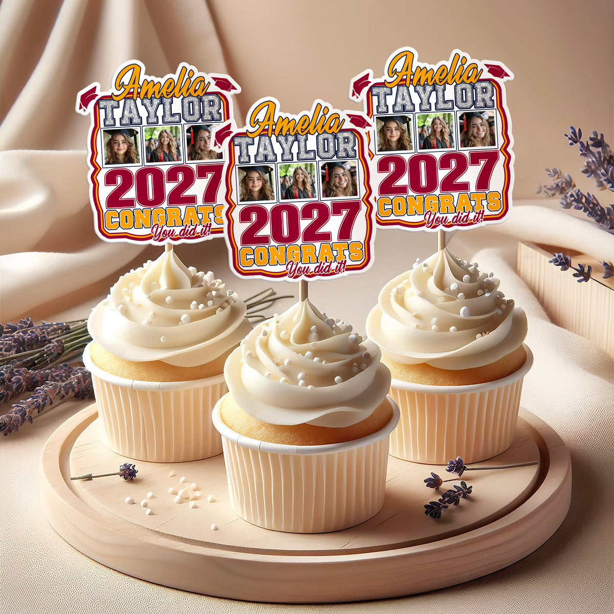 Custom Photo Graduation Favors Senior Night Cupcake Toppers HO82 893586