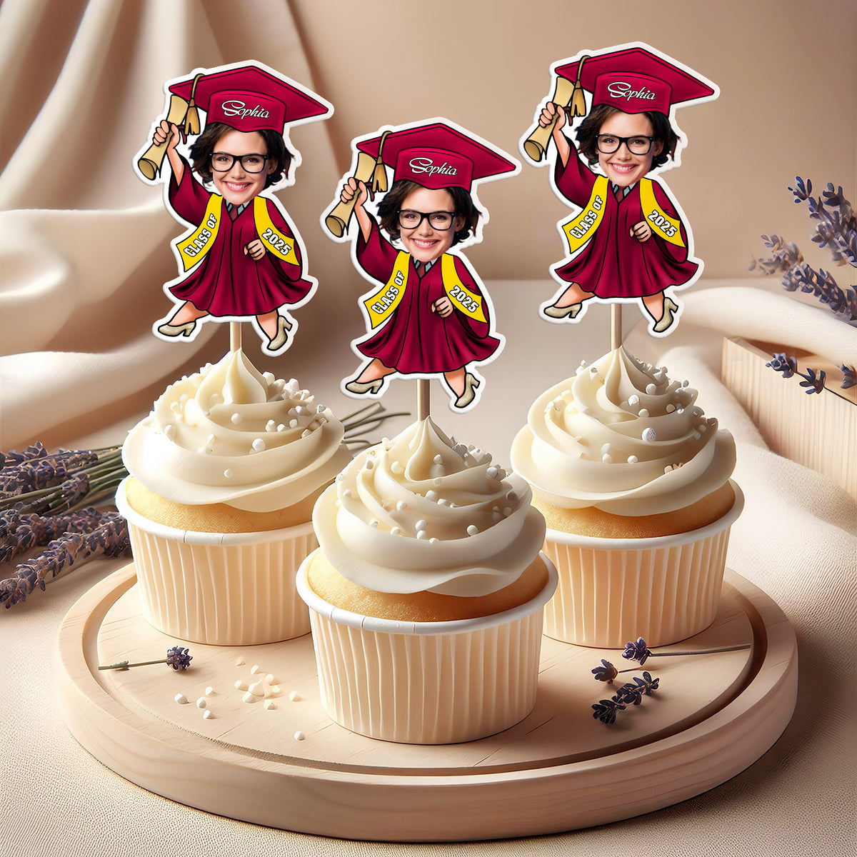 Custom Photo Graduate Personalized Cupcake Toppers Graduation Day Party Decor CH07 895328