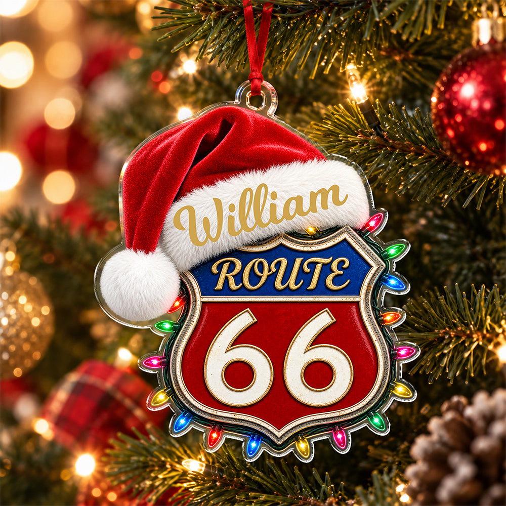 Custom Name Route 66 Acrylic Ornament, Christmas Decor For Car Lover TH10 171279
