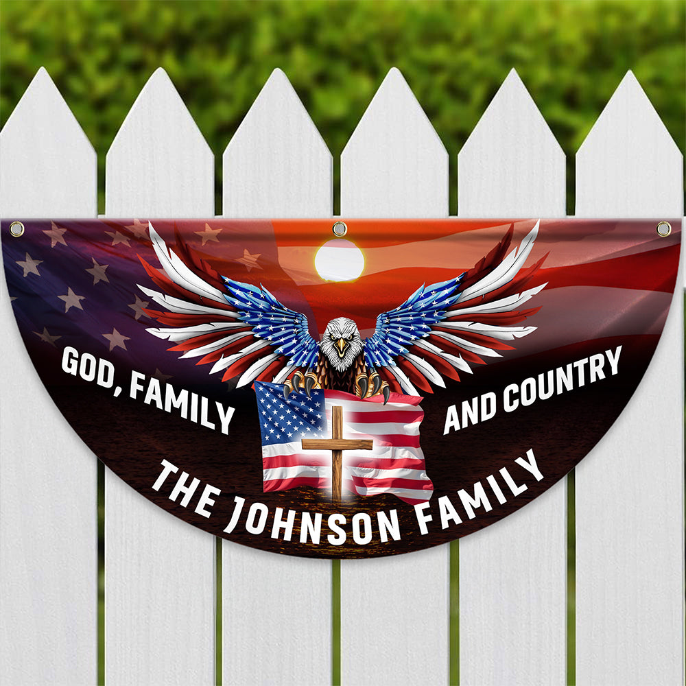 Custom Family Name God Family And Country America Pleated Fan Flag TH10 896437