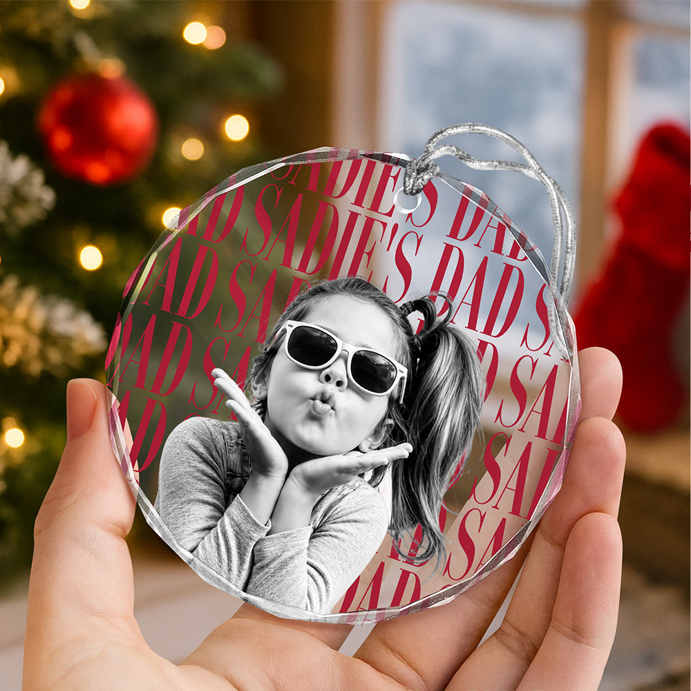 Personalized Vintage Photo Dad, Mom Glass Ornament CH07 180364