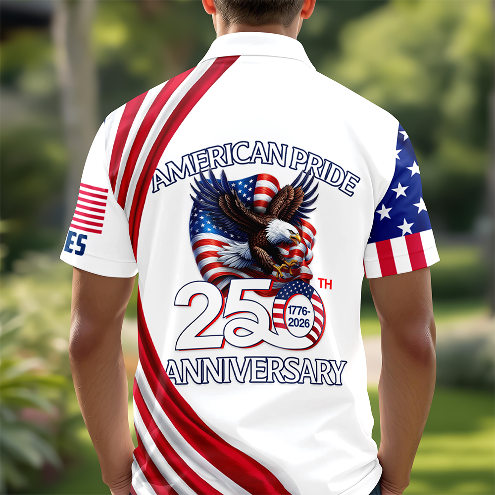 Custom Name American Pride Patriotic 250th Anniversary Eagle Polo Shirt CH07 911088
