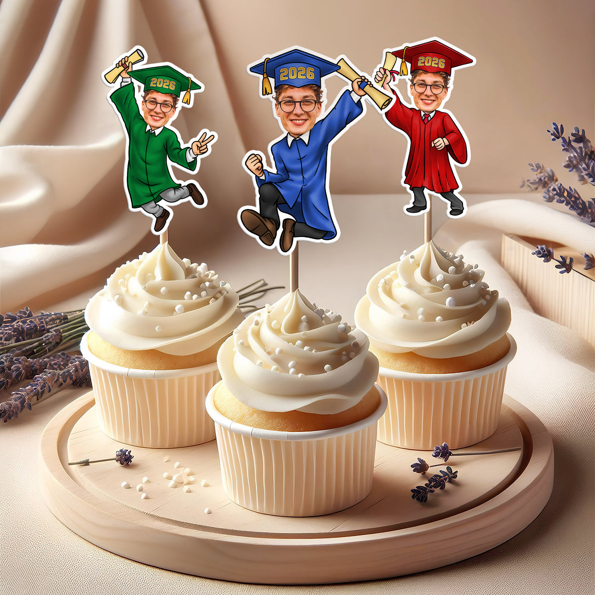 Custom Funny Face Class of 2026 Cupcake Toppers for Graduation Party HO82 901348